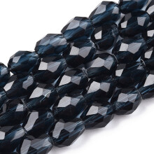 1 Strang transparente Glasperlenstränge, facettiert, tropfenförmig, preußischblau, 8 x 6 mm, Loch: 1 mm, ca. 65 Stück/Strang, 17,99 Zoll (45,7 cm)