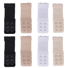 8 stk. bløde bh-forlængere til kvinder, elastisk bh-forlænger med 2 kroge, 9,9 cm x 3,3 cm (sort, hvid, beige, lys beige)
