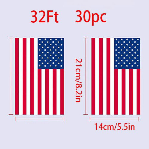 32FT Αμερικανική Σημαία Banner30PCS, Ιδανικό για Ημέρα Ανεξαρτησίας, Αθλητικές 1