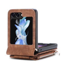 Husă portofel 2 în 1 cu sloturi pentru carduri pentru Galaxy Z Flip5 5G, maro