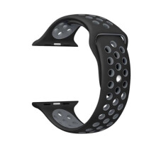 Kompatybilny z Apple Watch z Apple Watch 4 - 42/44/45/49 mm - Stylowy silikonowy pasek HUTECH w kolorze czarnym M