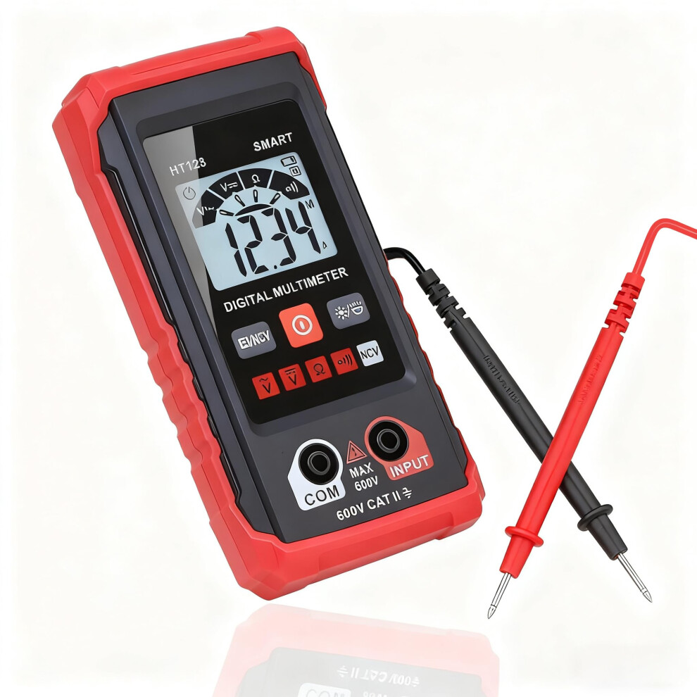 Ht123 Smart Autoranging Digital Multimeter With Noncontact Voltage Detection, Red 9365369030855
