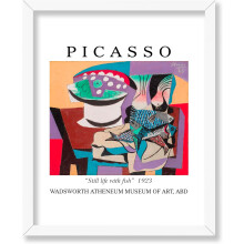 Poster Picasso vintage - Imprimeu cubism retro - Natură statică cu pești - Artă murală abstractă - Compatibil cu ramă de 11x14 - Neînrămat