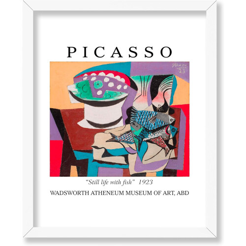 Αφίσα Vintage Picasso - Εκτύπωση Ρετρό Κυβισμού - Νεκρή Φύση με Ψάρια - Αφηρημένη Τέχνη