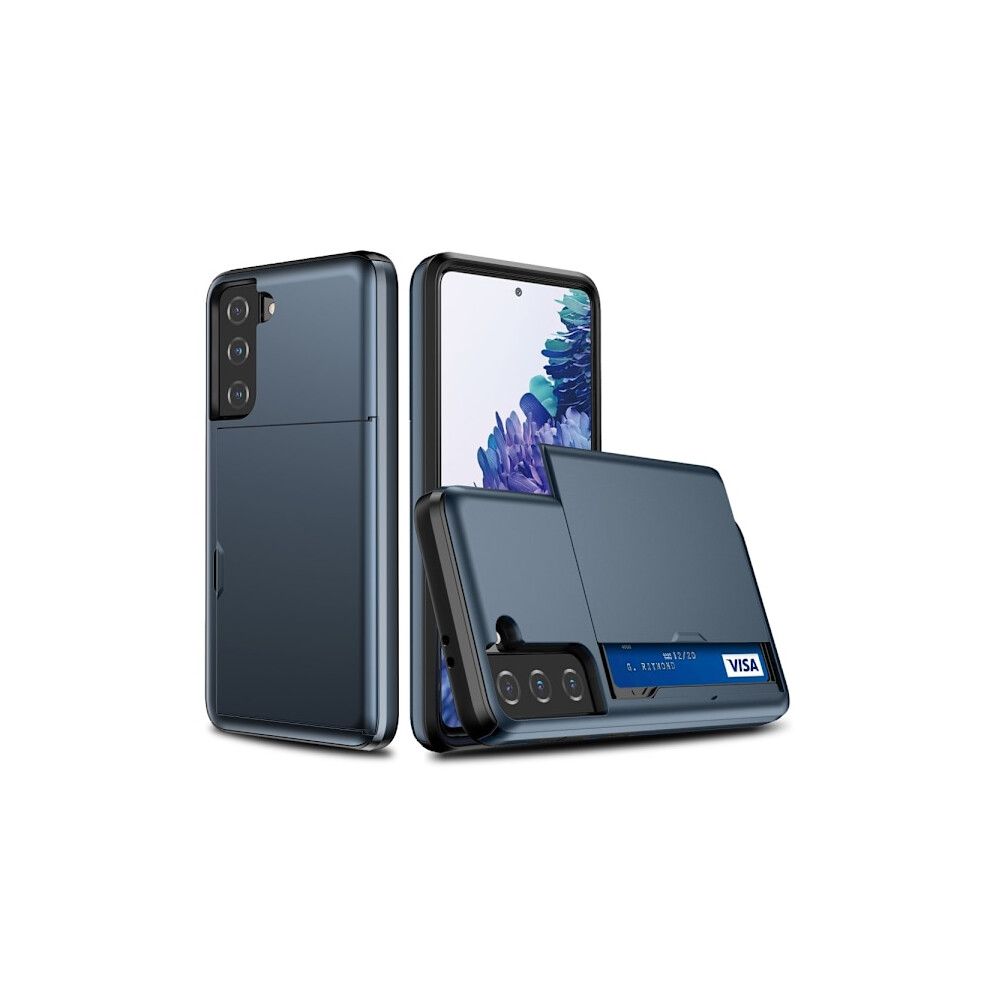 Compatible With Samsung Galaxy S21 - Hybrid Case With Card Slot - Dark Dark Dark Blue 9004841151649