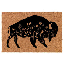 Welcome Doormat Coco Coir Door Mat Gift Floral Buffalo (24" x 16")