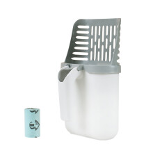 ZTGD Cat Litter Scoop with Waste Bin Self-Cleaning Toilet Shovel Easy-to-Use Handle Garbage Bag Holder Cat Supply