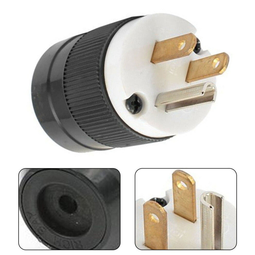 Nema 5-20P Straight Blade Replacement Plug, 20A 125V 2 Pole 3 Wire Grounding, Industrial Heavy Duty Male Connector, Black 9340258069536