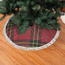 Jupe de sapin de Noël en dentelle à franges, motif tartan doux et léger, agréable au toucher, 122 cm (48 pouces)