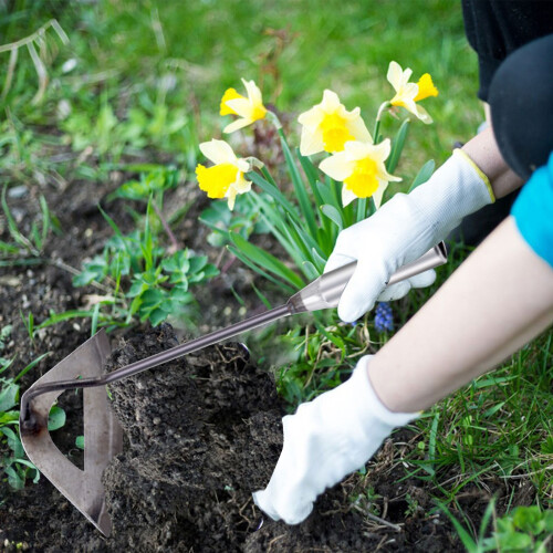 Enxada manual para jardinagem, enxada oca de 38 cm (15 polegadas) para remoção de ervas daninhas, com cabo de borracha antiderrapante (oca). 1