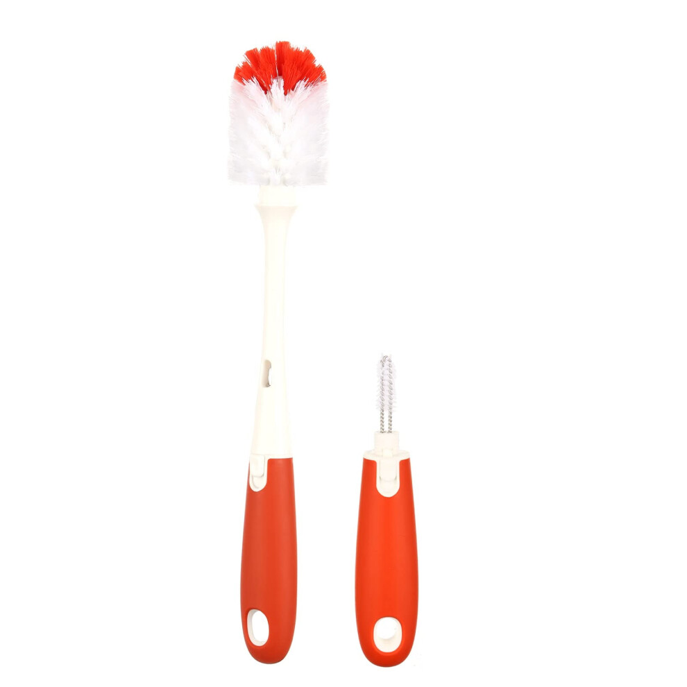 Baby Bottle Brush with Long Handle, compatible with sports bottles, cups, mugs, glassware, tumblers, wine decanters - 1 Count (Nacarat)