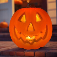 Lanterne citrouille LED Halloween HBASD, lampe lanterne citrouille clignotante fantaisie pour la décoration de la maison et des fêtes (D)