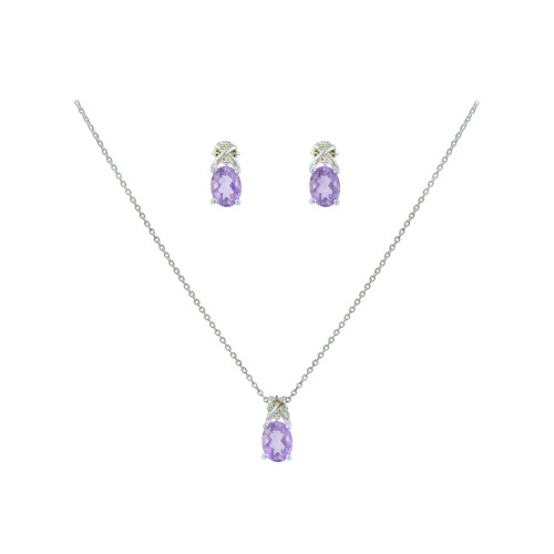 Ensemble pendentif, collier et boucles d'oreilles en véritable améthyste violette