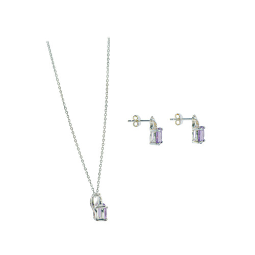 Ensemble pendentif, collier et boucles d'oreilles en véritable améthyste violette 2