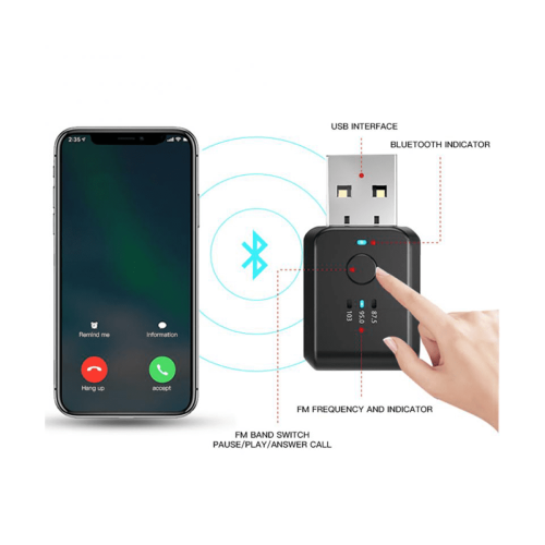 Bil Bluetooth5.1 FM-sändare/mottagare Handsfree-samtal Mini USB Bluetooth-bilsats Trådlös bilstereoadapter 1