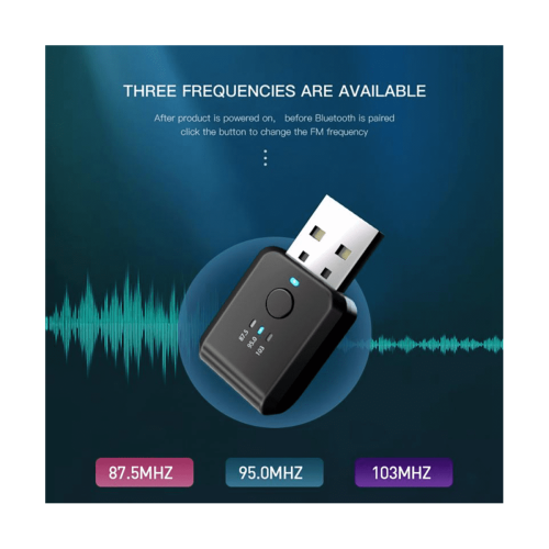 Bil Bluetooth5.1 FM-sändare/mottagare Handsfree-samtal Mini USB Bluetooth-bilsats Trådlös bilstereoadapter 2