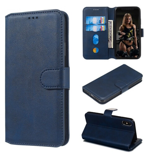 Kompatibel mit iPhone X/Xs – Robuste Lederhülle – Blau