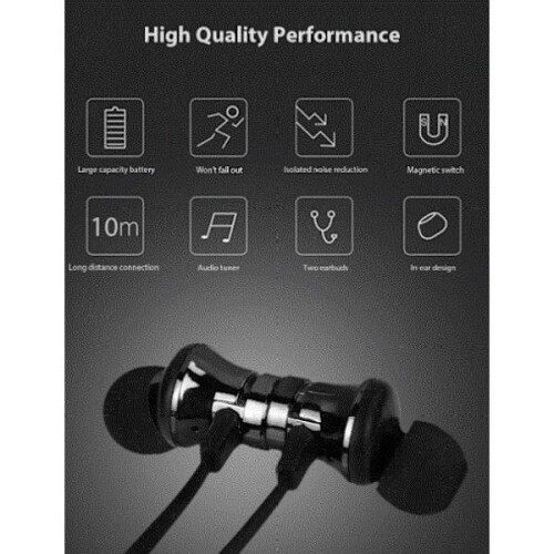 Écouteurs de sport magnétiques Bluetooth argentés 1