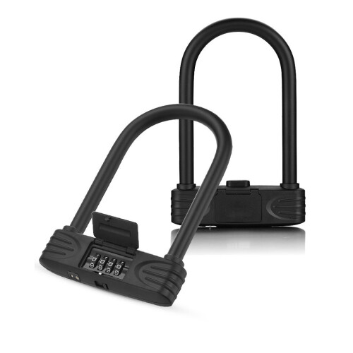 Combination U-Lock for Motorcycles, Adjustable Shackle Durable Construction Anti Theft Bike Lock with 4 Digit Code, High Security No Keys Needed 1