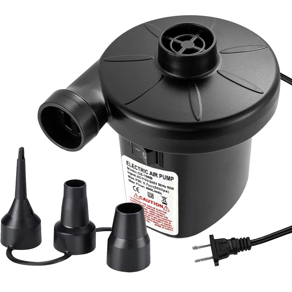 Electric Air Pump For Inflatables, Inflator Deflator Quick Air Pump With 3 Nozzles, Portable Lightweight High Pressure Design Dual Inflatable Motor 9138057188370
