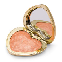 Peach Pink Heart Shaped Blush Compact with Long Lasting Water Resistant Silky Smooth Color