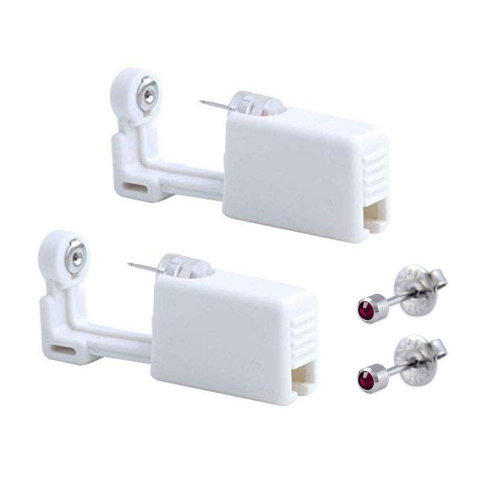 Red 2 Pack Disposable Ear Piercing Gun Kit For Studs Single Use Quick Ear Lobe Piercing Tool
