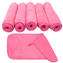 Microfiber Makeup Remover Cloths 8x16 Ultra Soft Reusable Towels for Sensitive Skin Dark Pink 6 Pack