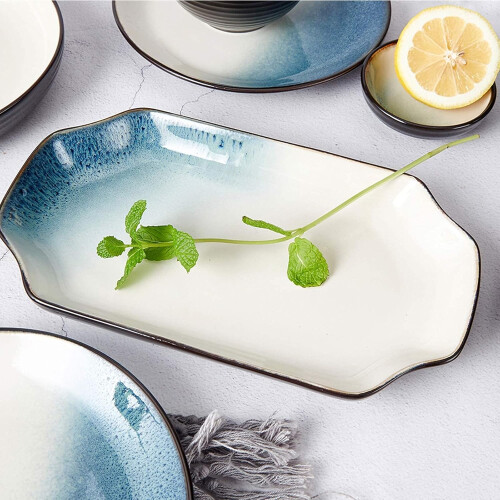18Piece Ceramic Dinnerware Set for 4, Elegant Glazed Dinner Plates, Microwave and Dishwasher Safe 1