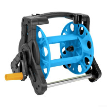 20m Garden Hose Reel Wall Mounted with Steel Frame and Storage, Effortless Hose Winding (Blue)
