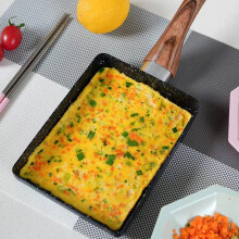 Japanese Omelette Tamagoyaki Pan NonStick with Wooden Handle for Induction and Gas Cooking