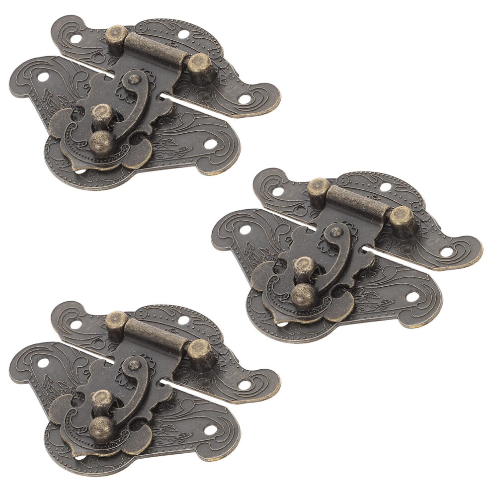 3Pcs Vintage Zinc Alloy Box Hasp Latch With Swing Lever Lock For Wooden Cabinets And Chests 9365369031838