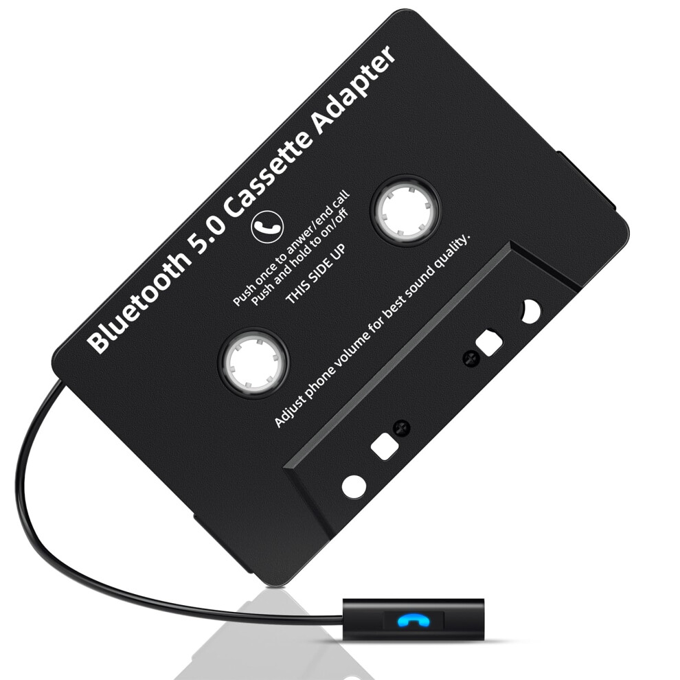 Bluetooth Cassette Adapter 5.0 For Car Stereo, Wireless Receiver With Hands Calling, Black 9365369031944