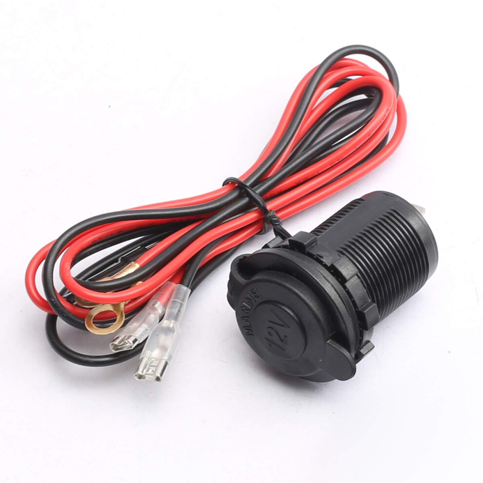 Waterproof 12V Cigarette Lighter Socket With Fuse For Car Boat Marine Motorcycle Rv Black/Red 9450606507129