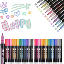 Scheam 36 szt. Super Squiggles Shimmer Pens 12 kolorów, srebrny metalik, samoobrysujący, błyszczący brokat, zestaw permanentnych markerów do