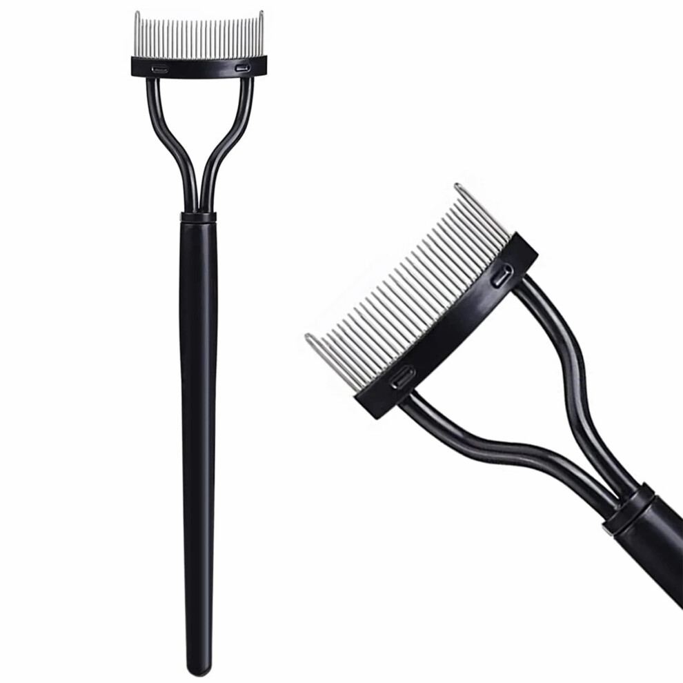 Eyelash Comb by Emlimny - Eyebrow Brush, Mascara Applicator & Separator with Comb Cover, Arc Design, Black (1 PCS)