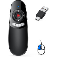 DINOSTRIKE 2-in-1 Type C en USB presentatieklikker met Air Mouse-bediening, RF 2,4 GHz presentatieafstandsbediening
