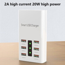 6 portos gyorstöltő, 30 W-os fali töltő, utazó gyorstöltő adapter