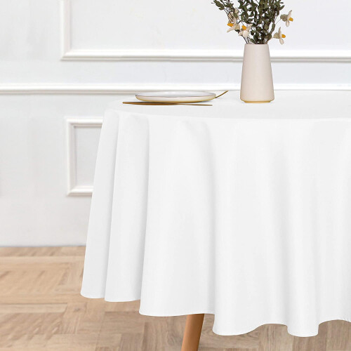 Toalha de mesa redonda preta de 228 cm (90 polegadas), resistente a manchas e rugas - capa de mesa de poliéster lavável para mesa de jantar, 1