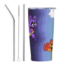 Smiling Critters kaffekrus med lokk, 20oz – reisekopp i rustfritt stål holder kaldt i 9 timer, varmt i 3 timer