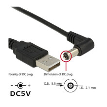 Câble d'alimentation CC Simyoung 3,3 pi 5 V avec fiche cylindrique coudée à 90 de 5,5 x 2,1 mm, compatible avec les appareils 5 V, adaptateur