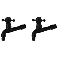 2X Faucet Outdoor Garden Black Brass Tap Wall Mount Bathroom Corner Washing Machine Faucet Bath Toilet Mop Pool Bibcock