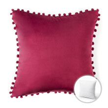 Phantoscope julprydnadskudde med inlägg, Pom Pom-velvetsserien, 50 x 50 cm, röd, 1-pack