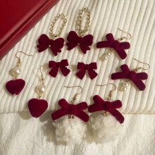 RSAMD Orecchini pendenti natalizi rossi con fiocco per donna Temperament Heart Flocking Bowknjo-A5