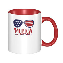 Patriotyczne szklanki Merica z okazji 4 lipca, ceramiczny kubek do kawy i herbaty, prezent do pracy w biurze