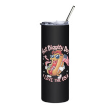 Bicchiere termico sottile con bandiera americana del 4 luglio, Hot Diggity Dog USA