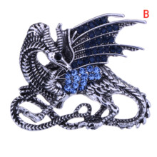 WinysinNew Niebieski Emalia Fajny Smok Magiczny Kryształ Biżuteria Broszka Pin Prezent