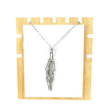 Collana di cristallo con ciondolo a gabbia regolabile in quarzo, pietra vuota, porta pietre, catena in metallo di ricambio per collana, ideale per la