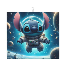 Tapete de secagem de louça Stitch Space Adventure para bancada de cozinha, tapete de microfibra para louça, almofada de drenagem de absorção