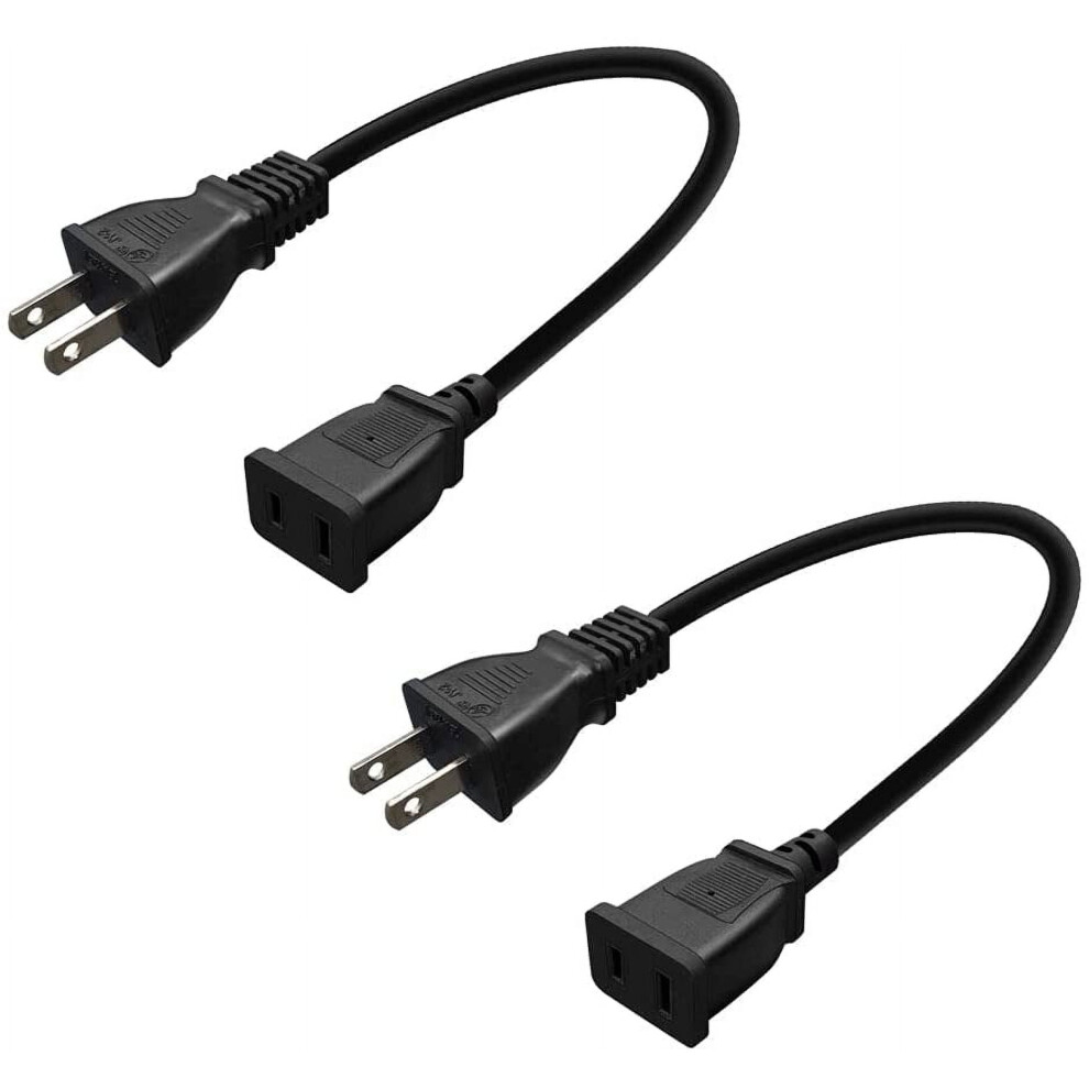 2-Pack Usa Outlet Saver Power Extension Cord Cable 125V 15A 2-Prong 2 Outlets For Nema 5-15P To Nema 5-15R 9773935804401