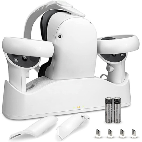 Base di ricarica per Oculus Quest 2, supporta la ricarica magnetica di due controller e accessori per visori VR.
